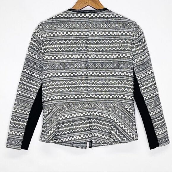 Rebecca Taylor Blazer Femme Fancy Tweed Crop Jacket Black White Size 4 - Picture 4 of 16